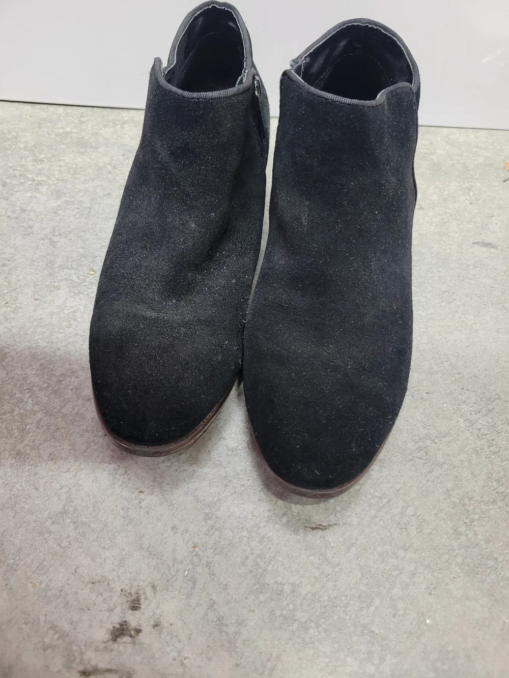 Womens Black Suede Slip-On Ankle Boots